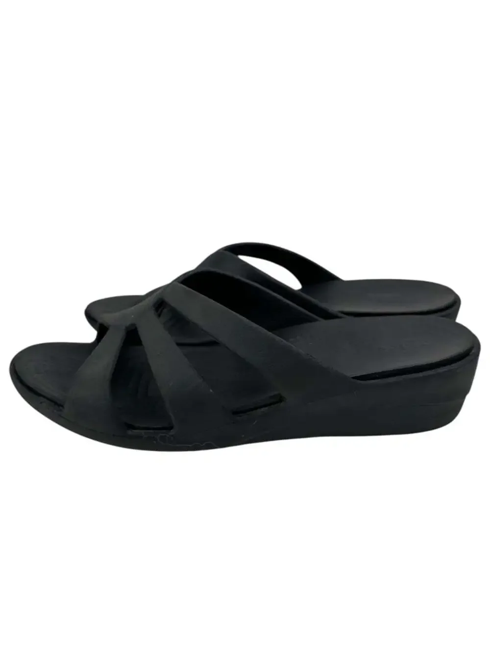 Crocs Sanrah Wedge Comfort Slide Sandals Black Lightweight Womens Size 9